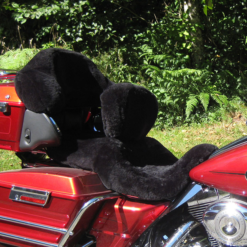 Sheepskin Motorcycle Seat Covers Harley Black