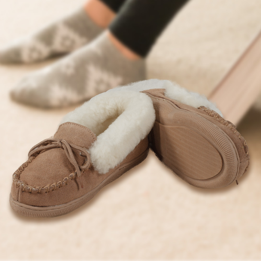 Youth Moccasin Sheepskin Slippers