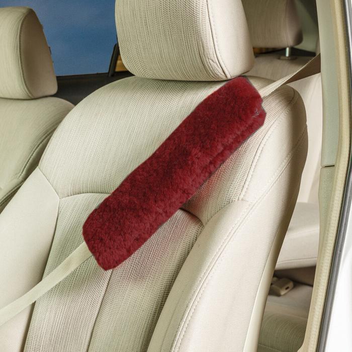 Sheepskin Seat Belt Cover Burgundy