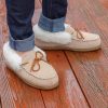 Sheepskin Moccasin Slipper with Roll Cuff